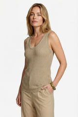 Karita gebreide top | Khaki