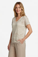 Kiana gebreide top | Sand