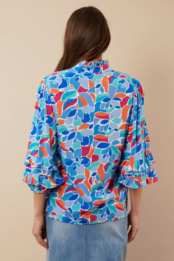 Aily blouse | Offwhite/Cornflower Blue