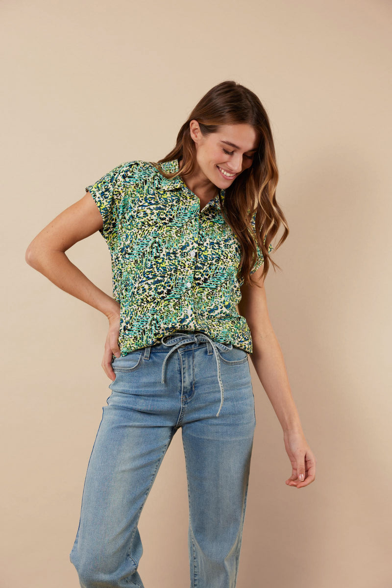 Aaf blouse | Ocean/Cyber Lime