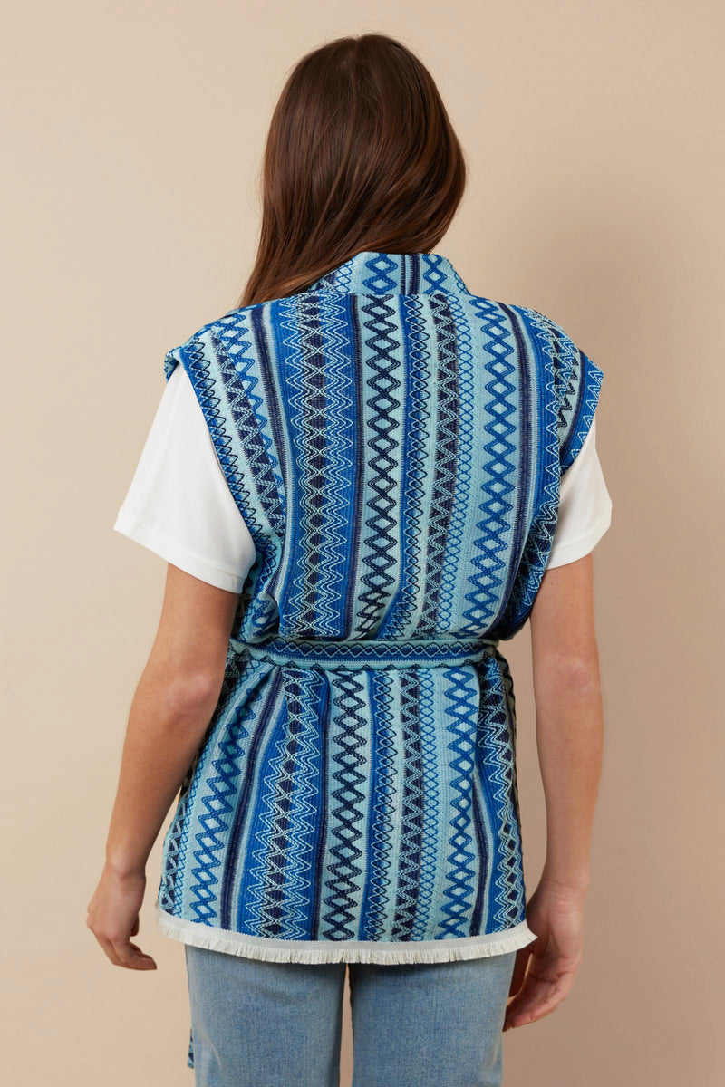 Allison gilet | Offwhite/Cornflower Blue