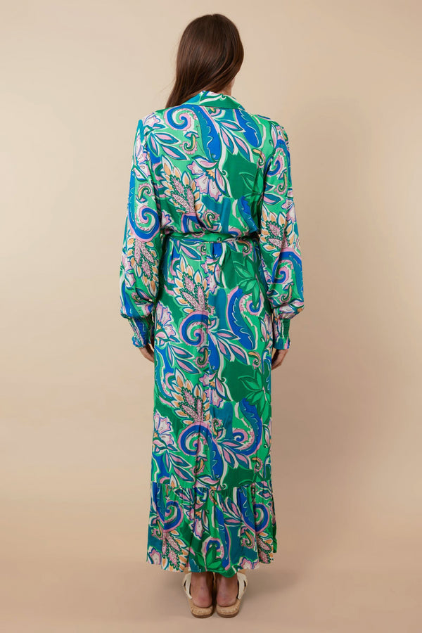 Aisja jurk | Offwhite/Leaf Green