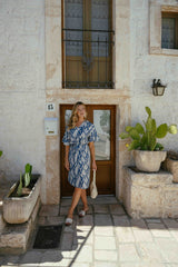 Dalma jurk | Sand/Cornflower Blue