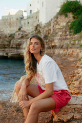 Talia T-Shirt | Offwhite/Sunkissed Coral