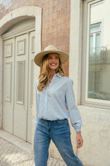 Lenette blouse | Blue Mist/Offwhite