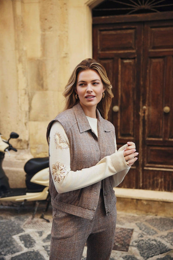 Guusje gilet | Light Camel/Color mix