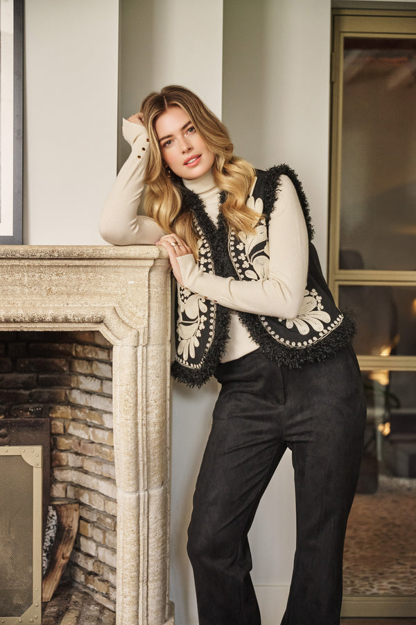 Giselle gilet | Black/Sand