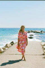 Amalfi jurk | Super Pink/Color mix