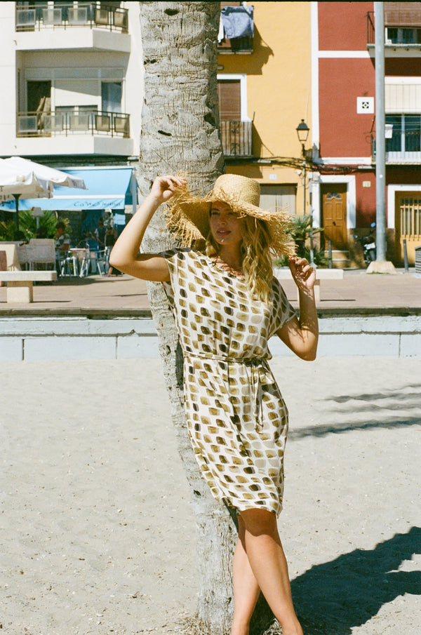 Olivenza jurk | Sand/Mustard Olive
